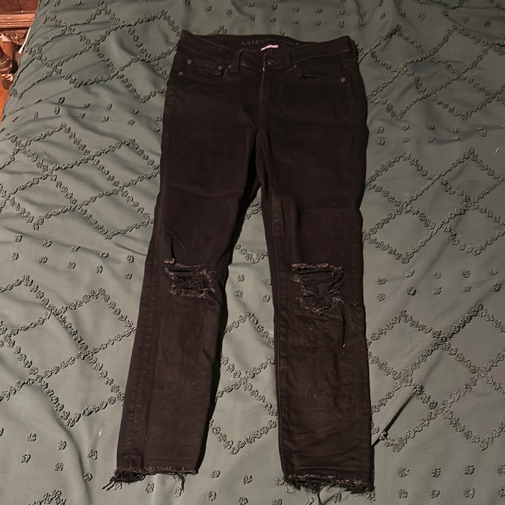 American Eagle Outfitters Black Skinny Distressed Jeans